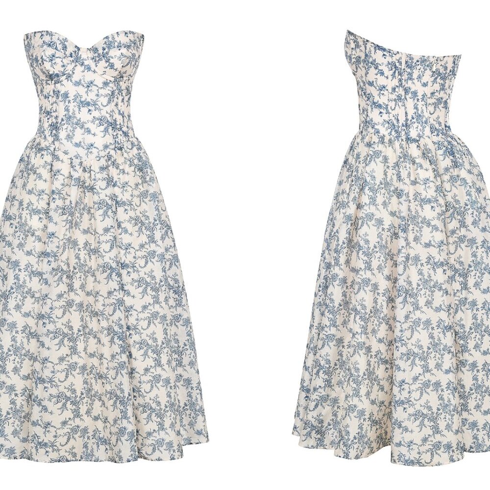 House of CB 'Bennett' English Porcelain Print Strapless Sundress NWOT - Picture 9 of 9